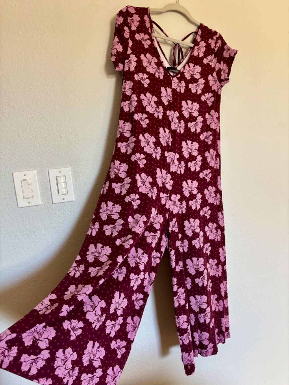 Fighting Eel Burgundy Jumpsuit with Pink Floral Print